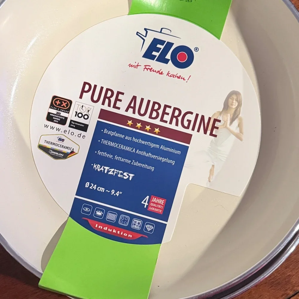 ELO Pure Aubergine 9.4in Ceramic Nonstick Induction Frying Pan Set of 2 Purple